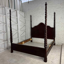 Load image into Gallery viewer, Four Poster Spanish Revival Super Queen Wood Bed