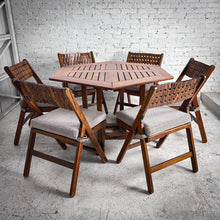 Load image into Gallery viewer, Set of 7 Danish Oil Teak Garden Table and Chairs