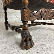 Load image into Gallery viewer, Renaissance Revival Carved Wood Armchair with Fleur-de-Lis Upholstery
