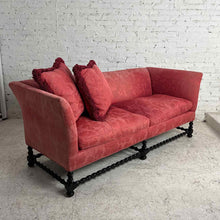 Load image into Gallery viewer, Spanish Baroque Revival-Style Ebonized Wood & Silk Sofa