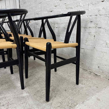 Load image into Gallery viewer, Set of 8 Black Wishbone Dining Chairs