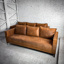 Load image into Gallery viewer, 3 Seat MCM Style Microsuede Caramel Sofa