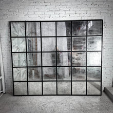 Load image into Gallery viewer, Industrial Antiqued Metal Windowpane Mirror Mirror