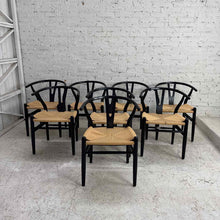 Load image into Gallery viewer, Set of 8 Black Wishbone Dining Chairs
