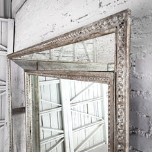 Load image into Gallery viewer, Square Beaded Silver Leaf Wood Wall Mirror