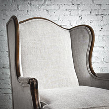 Load image into Gallery viewer, Louis XV Style Upholstered Wood Wingback Chair