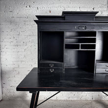 Load image into Gallery viewer, 2 Piece Modern Black Wood Workstation