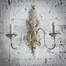 Load image into Gallery viewer, Set of 2 Rococo Revival Nickel Plate Cast Aluminum Flush Mount Sconce