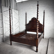 Load image into Gallery viewer, Evos Jacobean Queen Dark Hardwood Bed