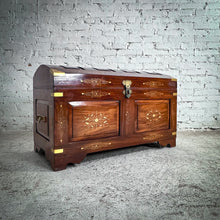 Load image into Gallery viewer, Camel Back British Colonial Inlay Hardwood Trunk