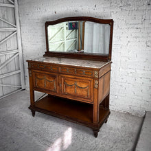 Load image into Gallery viewer, Neoclassical Revival Veneer Wood & Marble Mirrored Sideboard