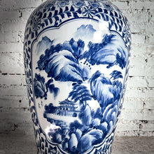 Load image into Gallery viewer, Large Chinoiserie Blue & White Porcelain Floor Vase