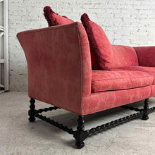 Load image into Gallery viewer, Spanish Baroque Revival-Style Ebonized Wood & Silk Sofa