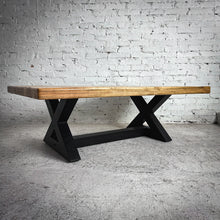 Load image into Gallery viewer, Rustic Natural Wood & Metal Cocktail Table