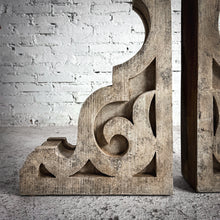Load image into Gallery viewer, Set of 2 Carved Washed Wood Corbel Architectural Element
