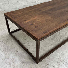 Load image into Gallery viewer, Industrial Rustic Wood & Steel Ccoktail Table