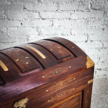 Load image into Gallery viewer, Camel Back British Colonial Inlay Hardwood Trunk