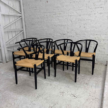 Load image into Gallery viewer, Set of 8 Black Wishbone Dining Chairs