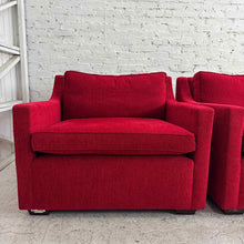 Load image into Gallery viewer, Pair of Modern Square-Arm Lounge Chairs in Red