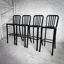 Load image into Gallery viewer, Set of 4 Crate &amp; Barrel Delta Black Counter Aluminum Stool

