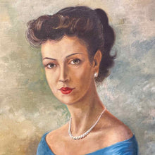 Load image into Gallery viewer, Mid-Century Portrait Woman in Blue Gown