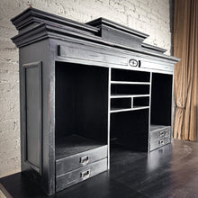 Load image into Gallery viewer, 2 Piece Modern Black Wood Workstation