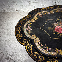Load image into Gallery viewer, Victorian Lacquered Toleware Wood Side Table