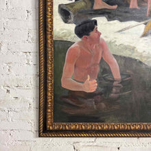 Load image into Gallery viewer, 1958 Soviet Socialist Realist Oil Painting Depicting Winter Bathers