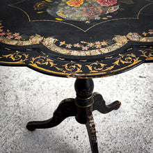Load image into Gallery viewer, Victorian Lacquered Toleware Wood Side Table