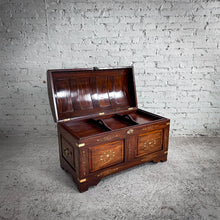 Load image into Gallery viewer, Camel Back British Colonial Inlay Hardwood Trunk