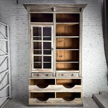 Load image into Gallery viewer, Vintage Monumental Gustavian Distressed Wood Display Cabinet