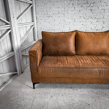 Load image into Gallery viewer, 3 Seat MCM Style Microsuede Caramel Sofa