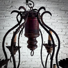 Load image into Gallery viewer, Spanish Colonial Iron & Wood Chandelier
