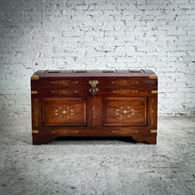Load image into Gallery viewer, Camel Back British Colonial Inlay Hardwood Trunk