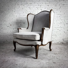 Load image into Gallery viewer, Louis XV Style Upholstered Wood Wingback Chair