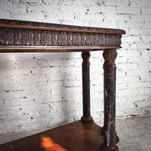 Load image into Gallery viewer, Mass Produced Victorian Revival Style Carved Oak & Marble Console Table