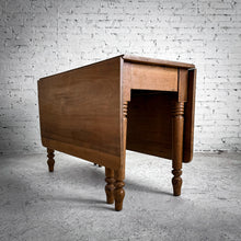 Load image into Gallery viewer, 19th C. Rustic Farmhouse Drop Leaf Solid Walnut Drop Leaf Table