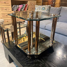 Load image into Gallery viewer, 1970's Postmodern Chrome & Glass End Table