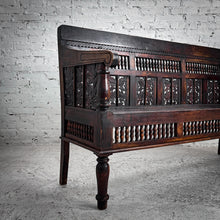 Load image into Gallery viewer, Indian Open Carved Wood Bench