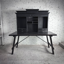 Load image into Gallery viewer, 2 Piece Modern Black Wood Workstation