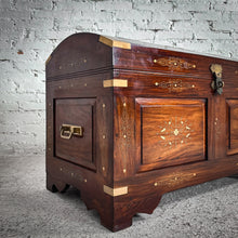 Load image into Gallery viewer, Camel Back British Colonial Inlay Hardwood Trunk