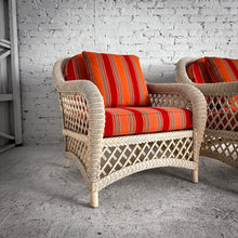 Load image into Gallery viewer, Pair Coastal Ivory Wicker Armchair