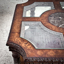 Load image into Gallery viewer, Mass Produced Victorian Revival Carved Wood & Marble Cocktail Table