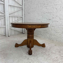Load image into Gallery viewer, Round Oak Claw Foot Pedestal Table