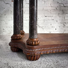 Load image into Gallery viewer, Mass Produced Victorian Revival Style Carved Oak & Marble Console Table