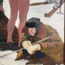 Load image into Gallery viewer, 1958 Soviet Socialist Realist Oil Painting Depicting Winter Bathers