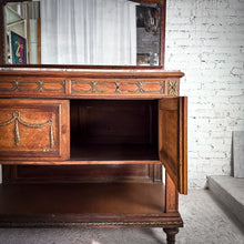 Load image into Gallery viewer, Neoclassical Revival Veneer Wood & Marble Mirrored Sideboard