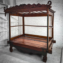 Load image into Gallery viewer, 19th C. Canopy Javanese Hand Carved Wood Daybed