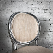 Load image into Gallery viewer, Set of 2 Louis XVI Linen Silver Leaf Seashell Accent Chair