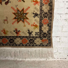 Load image into Gallery viewer, 1970's Mexican Temoaya Wool Rug with Geometric and Animal Motifs